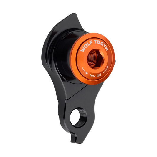 Patte de Dérailleur WOLFTOOTH UDH Orange — vue produit sur fond blanc
