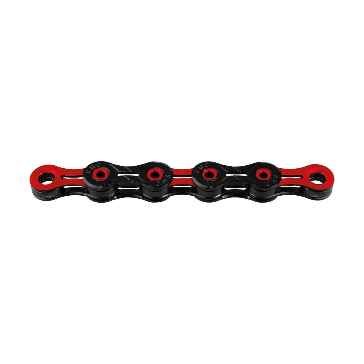 Chaîne 10V KMC DLC10 Noir/Rouge — photo produit sur fond blanc