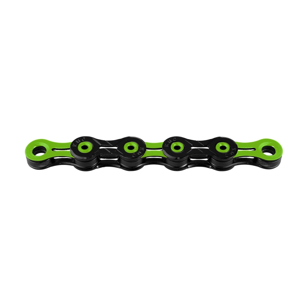 Chaîne 11V KMC DLC11 Noir/Vert — photo produit sur fond blanc