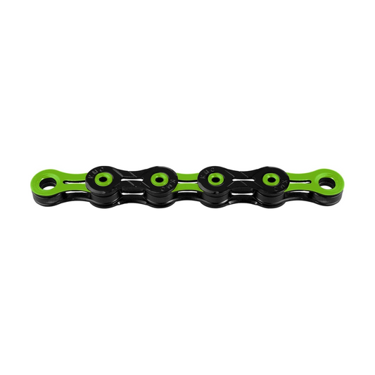 Chaîne 11V KMC DLC11 Noir/Vert — photo produit sur fond blanc