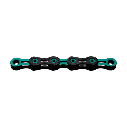 Chaîne 11V KMC DLC11 Waxed Noir/Céleste — photo produit sur fond blanc