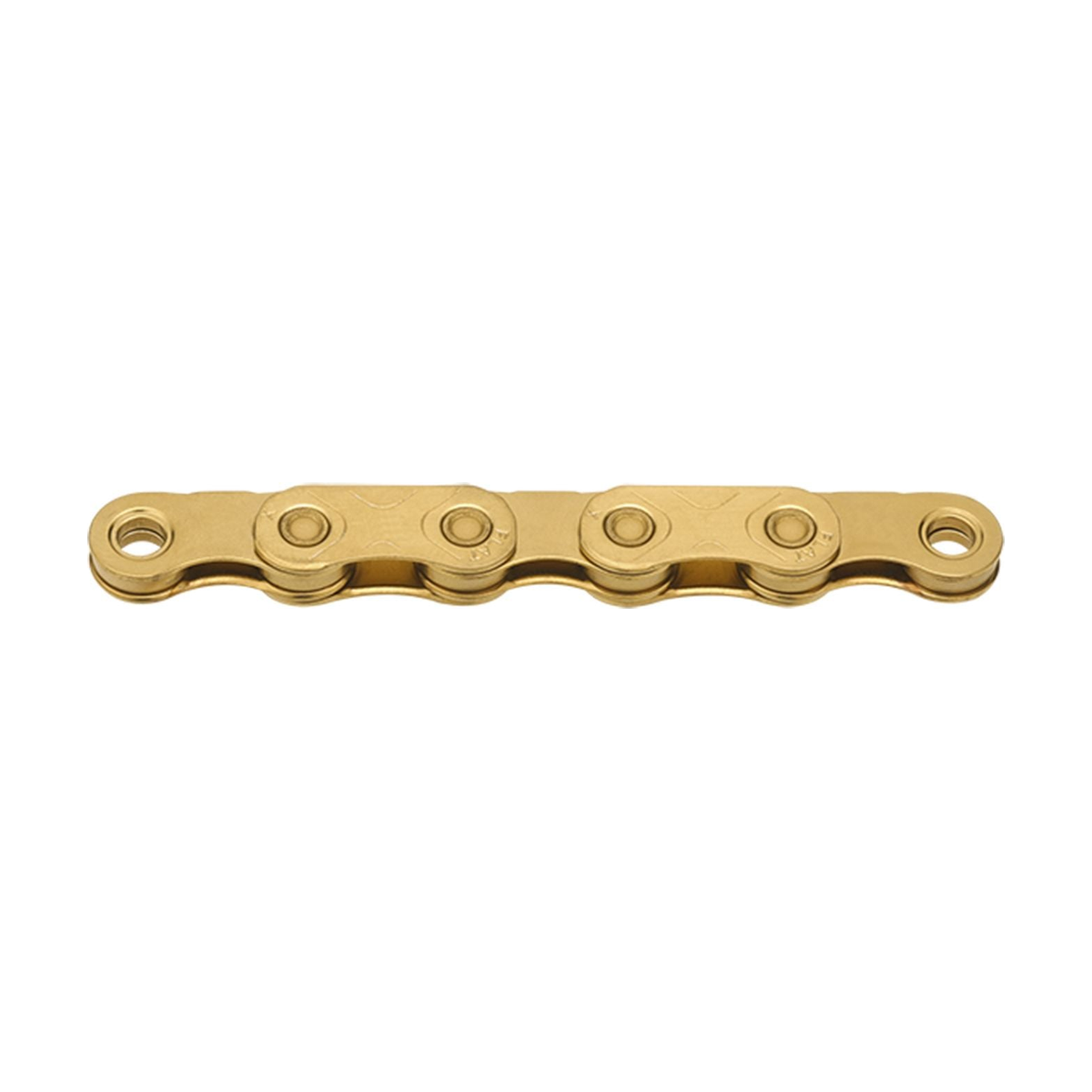 Chaîne 12/13V KMC X FLAT Waxed Ti-N Or — photo produit sur fond blanc