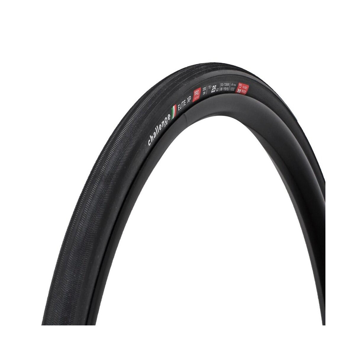 Pneu CHALLENGE OPEN ELITE XP 700x25c TubeType Noir — vue produit sur fond blanc