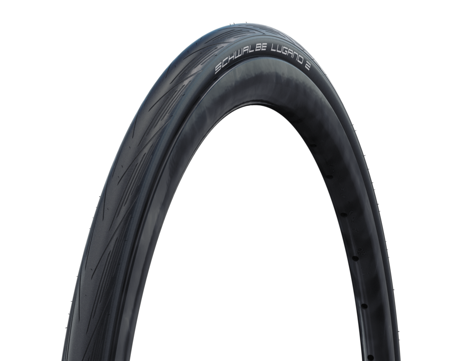 Pneu SCHWALBE LUGANO II 700c K-Guard  TubeType Noir — vue produit sur fond blanc