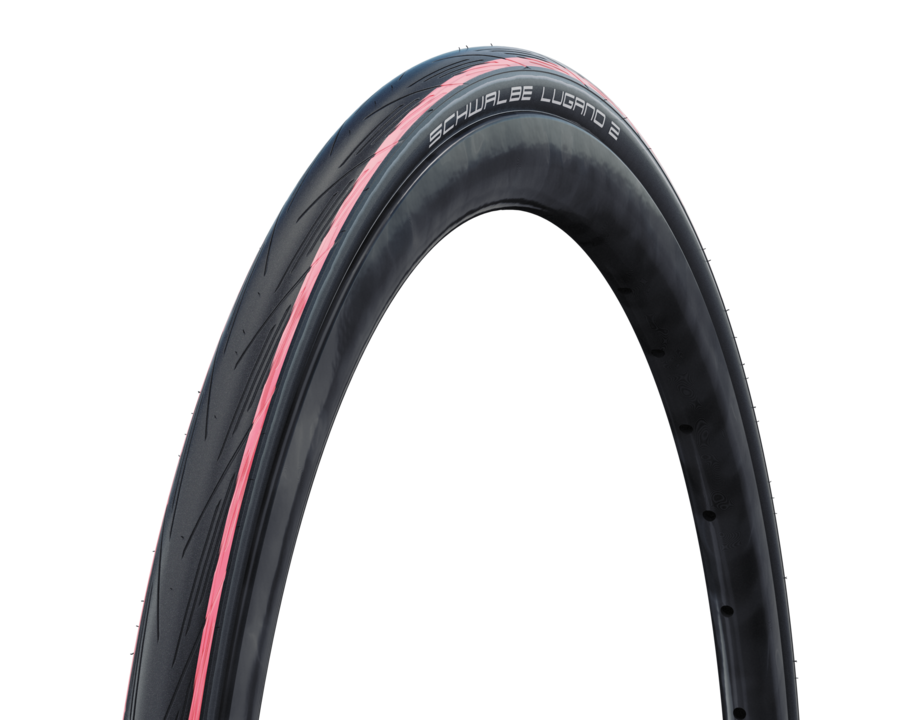 Pneu SCHWALBE LUGANO II 700c K-Guard  TubeType Rouge — vue produit sur fond blanc