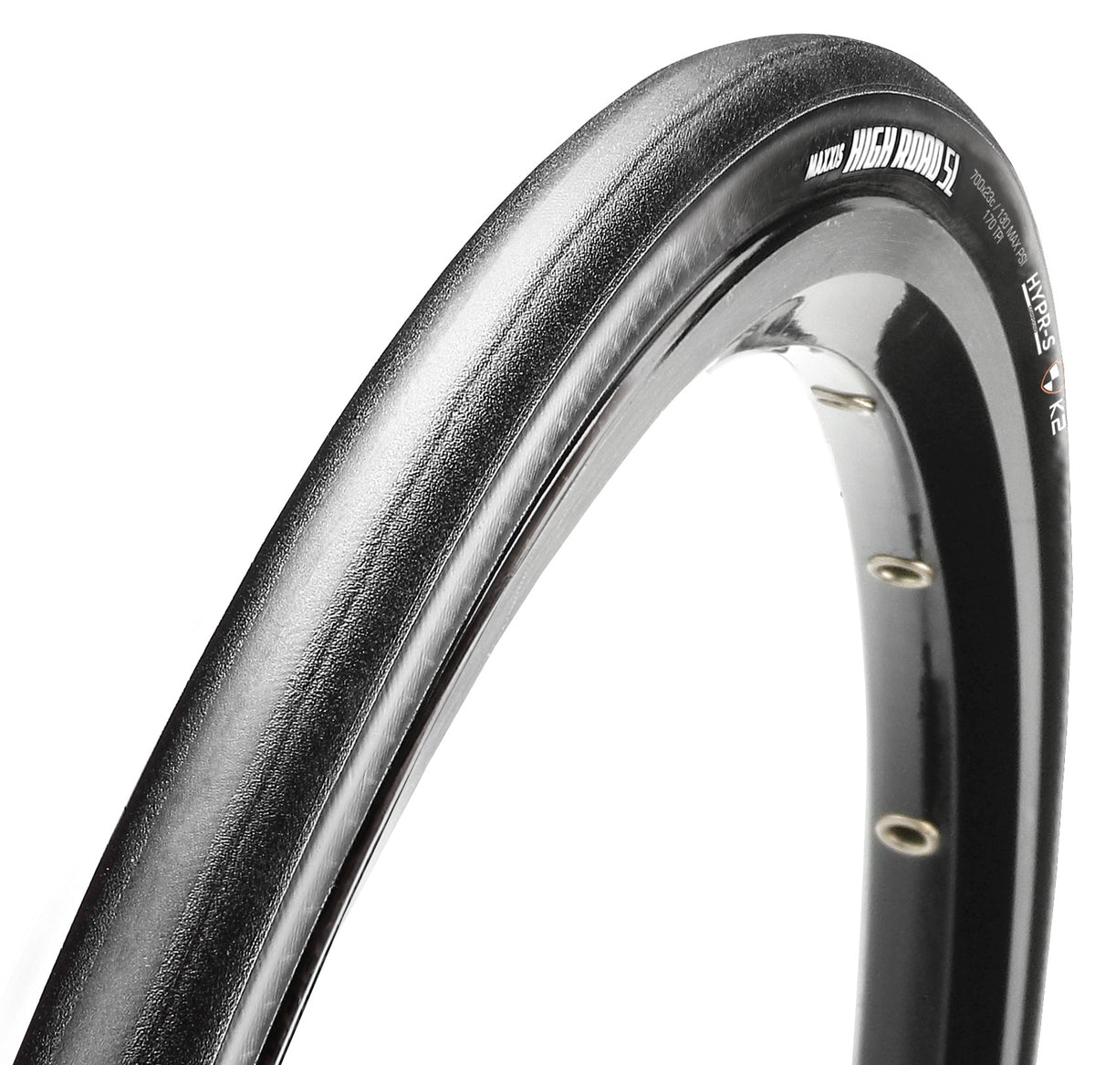 Pneu MAXXIS HIGH ROAD SL Noir — vue de trois-quarts sur fond blanc