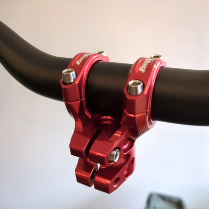 Potence HOPE GRAVITY 20 mm Rouge — vue arrière montée sur un cintre