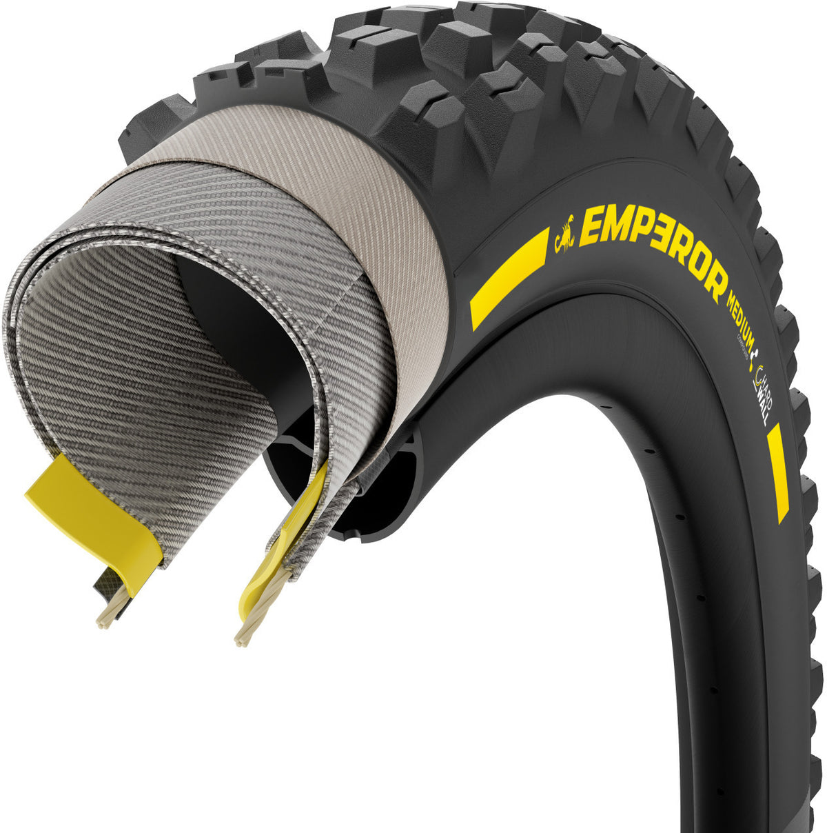 Pneu PIRELLI SCORPION EMPEROR 27.5x2.50 Supersoft DH+Wall Tubeless Ready Souple Noir/Jaune Team Edition