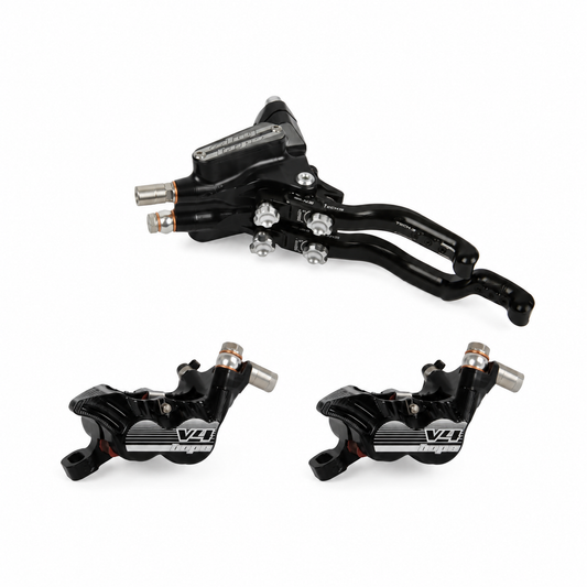 Frein HOPE TECH 3 V4 DUO Noir — levier double et deux étriers sur fond blanc