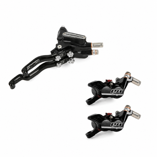 Frein HOPE TECH 3 E4 DUO Noir — levier double et deux étriers sur fond blanc