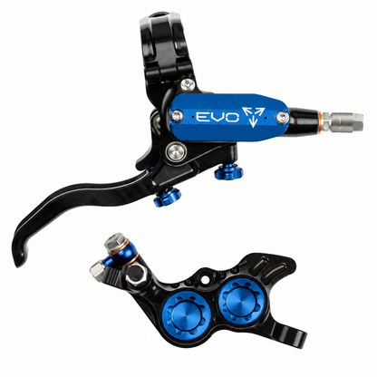 Frein HOPE TECH 4 EVO GR4 Noir/Bleu — levier et étrier sur fond blanc
