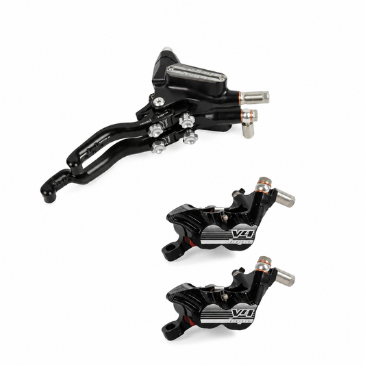 Frein HOPE TECH 3 V4 DUO Noir — levier double et deux étriers sur fond blanc