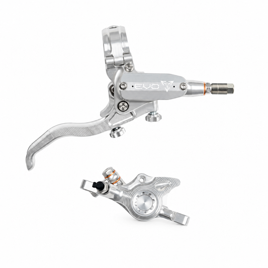 Frein HOPE TECH 4 EVO X2 PM Argent/Argent — levier et étrier sur fond blanc