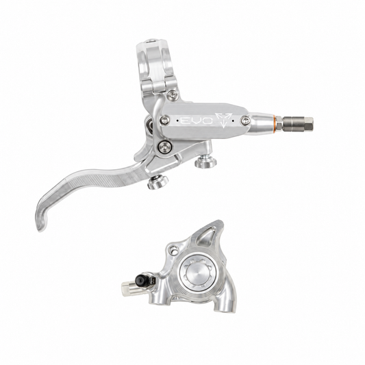 Frein HOPE TECH 4 EVO X2 FM Argent/Argent — levier et étrier sur fond blanc