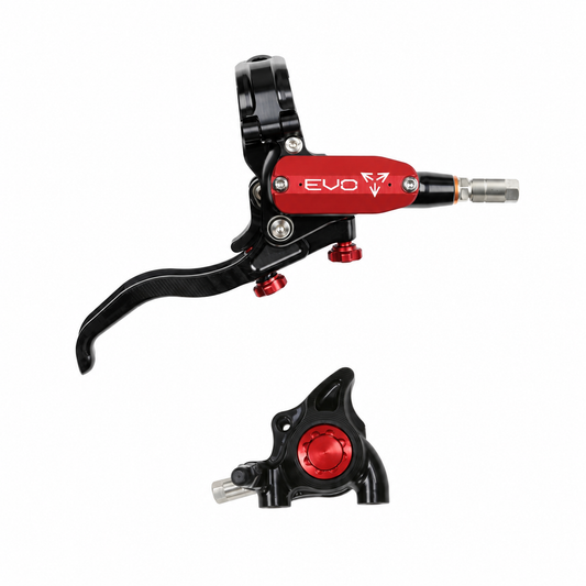 Frein HOPE TECH 4 EVO X2 FM Noir/Rouge — levier et étrier sur fond blanc