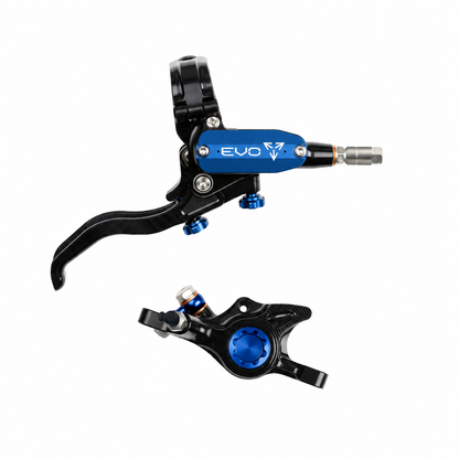 Frein HOPE TECH 4 EVO X2 PM Noir/Bleu — levier et étrier sur fond blanc