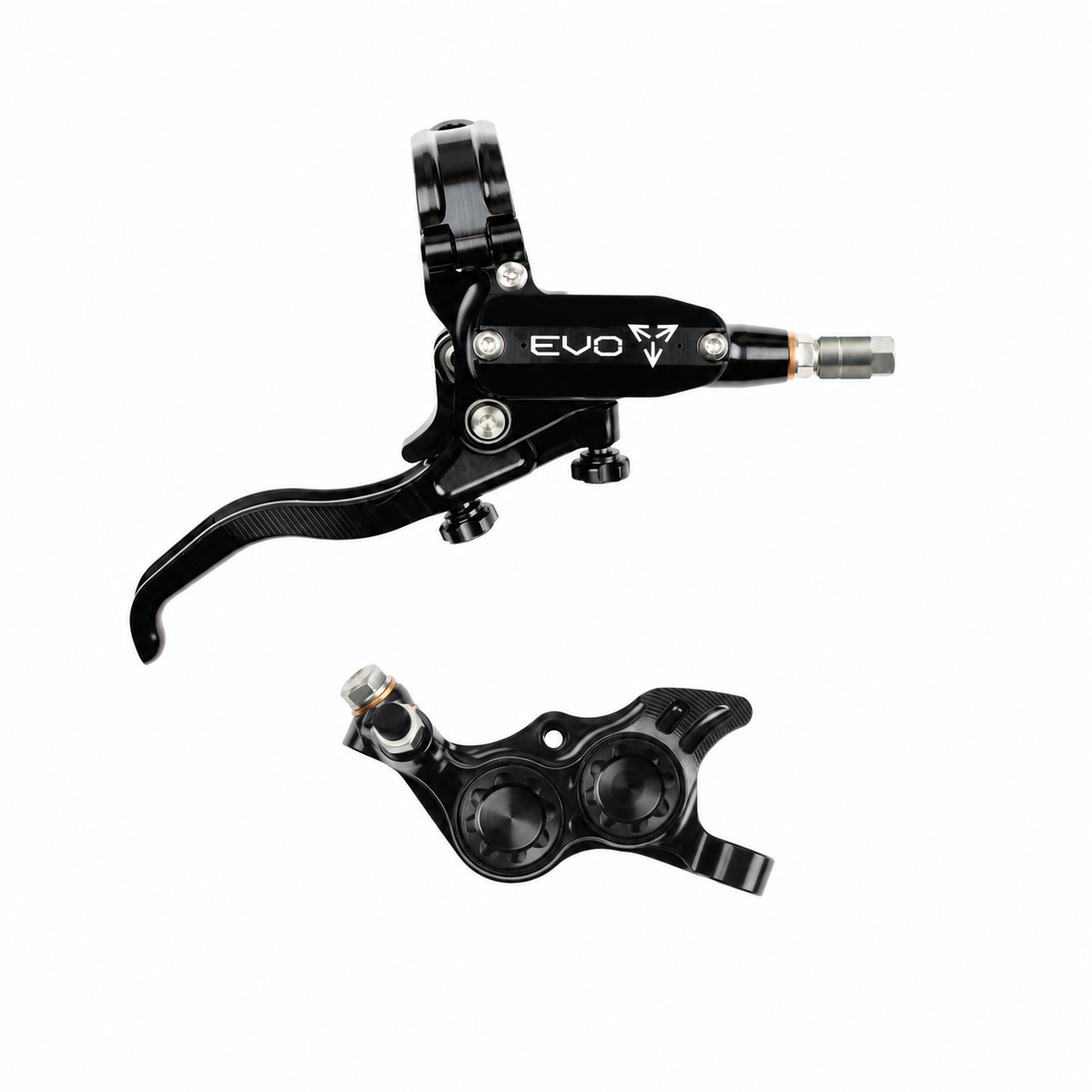 Frein HOPE TECH 4 EVO TR4 Noir/Noir — levier et étrier sur fond blanc