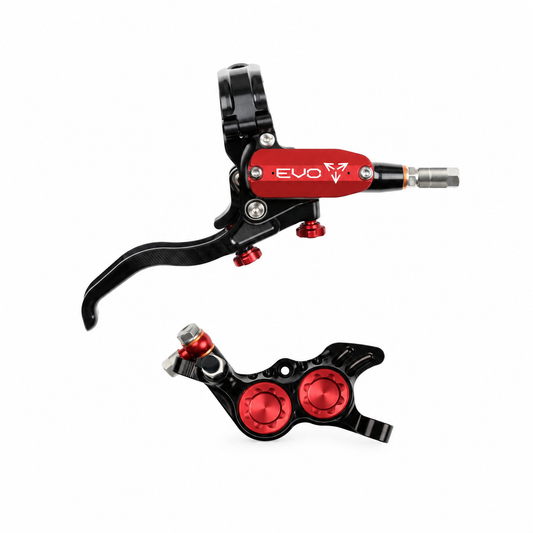 Frein HOPE TECH 4 EVO GR4 Noir/Rouge — levier et étrier sur fond blanc