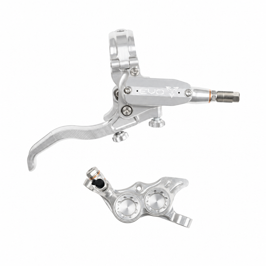 Frein HOPE TECH 4 EVO TR4 Argent/Argent — levier et étrier sur fond blanc