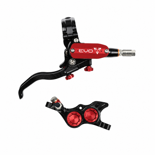 Frein HOPE TECH 4 EVO TR4 Noir/Rouge — levier et étrier sur fond blanc