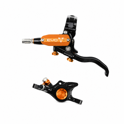 Frein HOPE TECH 4 EVO X2 PM Noir/Orange — levier et étrier sur fond blanc