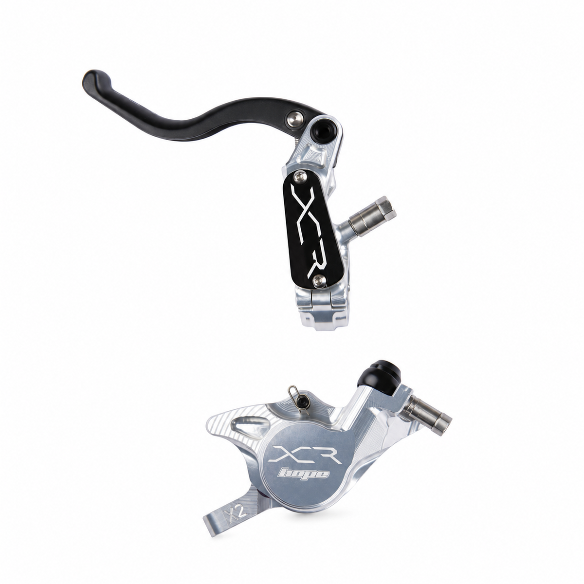 Frein HOPE XCR PRO X2 PM Argent — levier et étrier sur fond blanc