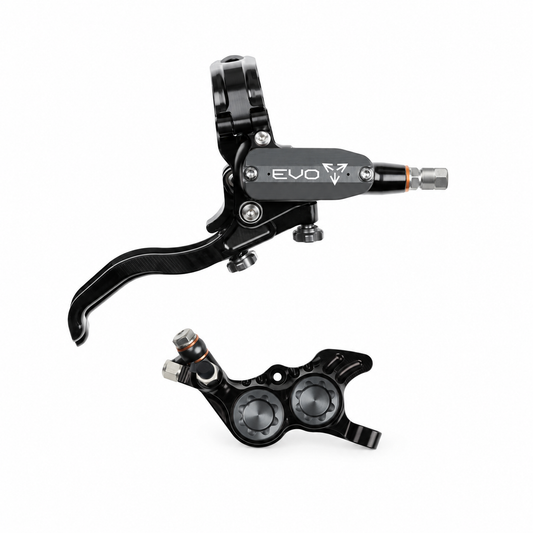 Frein HOPE TECH 4 EVO GR4 Noir/Fumé — levier et étrier sur fond blanc