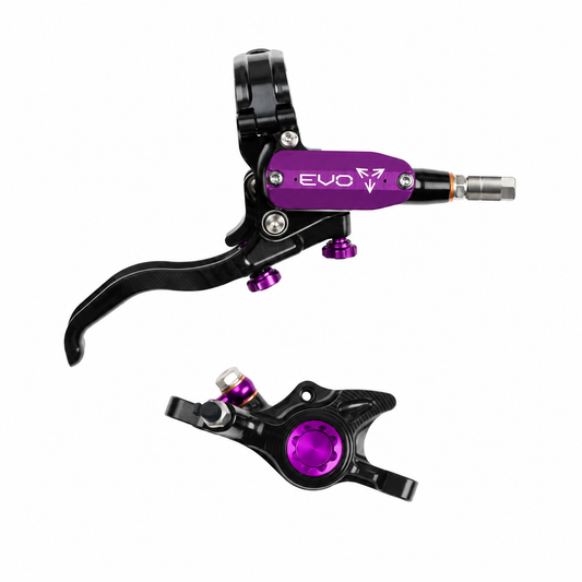 Frein HOPE TECH 4 EVO X2 PM Noir/Violet — levier et étrier sur fond blanc