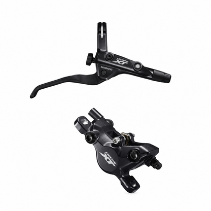 Frein SHIMANO DEORE XT BR-M8100 / BL-T8100 Levier Trekking 3 Doigts — levier et étrier sur fond blanc