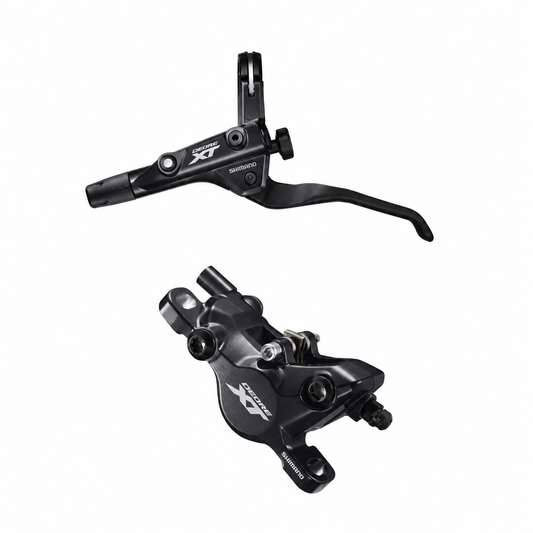 Frein SHIMANO DEORE XT BR-M8100 / BL-T8100 Levier Trekking 3 Doigts — levier et étrier sur fond blanc