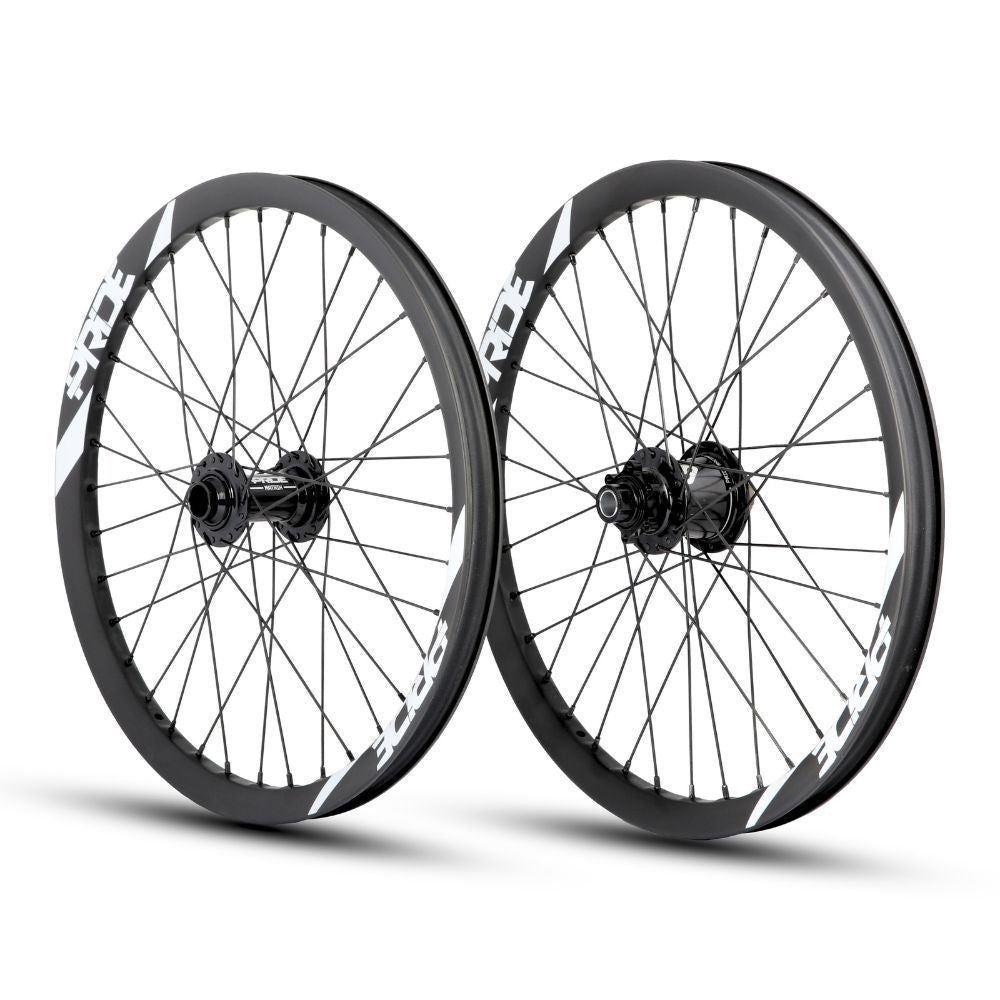 Paire de Roues PRIDE 20" (406mm) Wave Gloss White Matrix Axes 20/15mm Noir