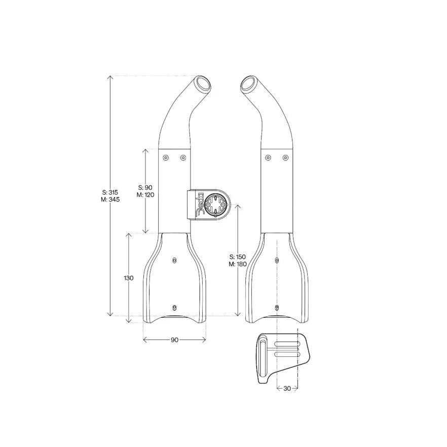 Prolongateurs de Cintre DEDA JET2 HYDRO Alu 315mm Taille S