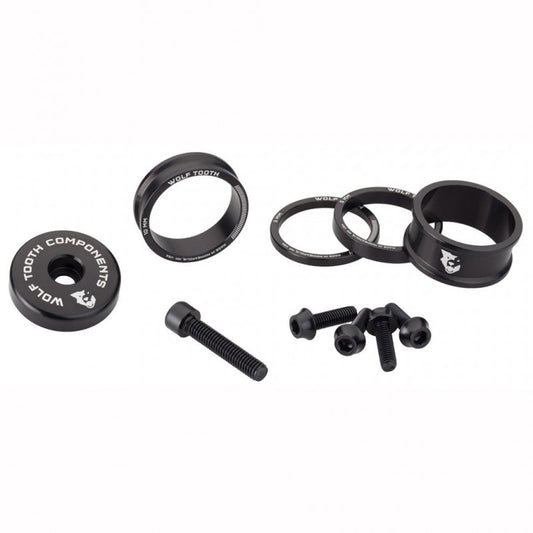 Kit Entretoises, Capot de Potence et Vis WOLFTOOTH BLING KIT Noir