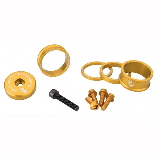 Kit Entretoises, Capot de Potence et Vis WOLFTOOTH BLING KIT Or