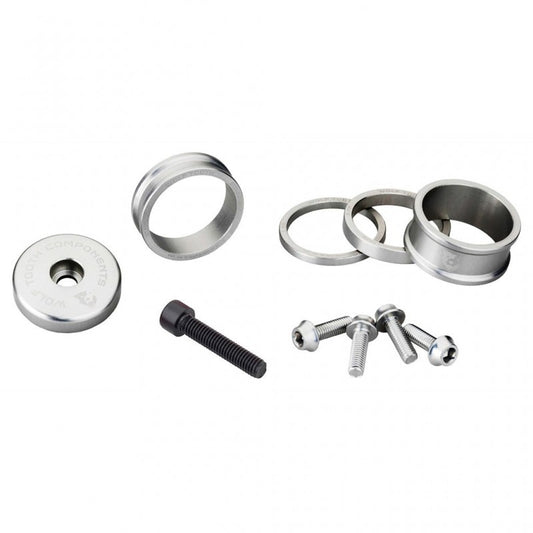 Kit Entretoises, Capot de Potence et Vis WOLFTOOTH BLING KIT Argent
