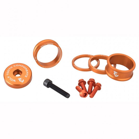 Kit Entretoises, Capot de Potence et Vis WOLFTOOTH BLING KIT Orange