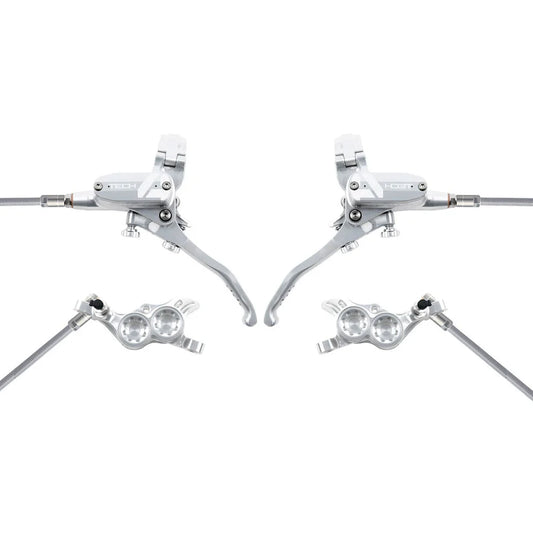 Paire de Freins HOPE TECH 4 V4 Durite Aviation Argent/Argent